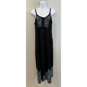 Button Down Embroidered Lace‎ Bohemian Dress 90’s Western Coastal Cowgirl